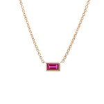Ruby Baguette Bezel Pendant Necklace