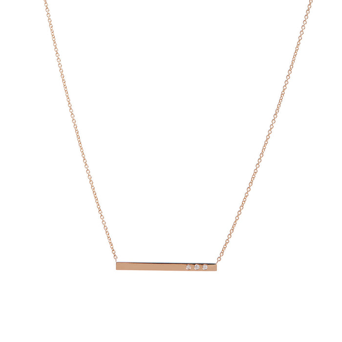 Petite Trio Diamond Bar Pendant Necklace