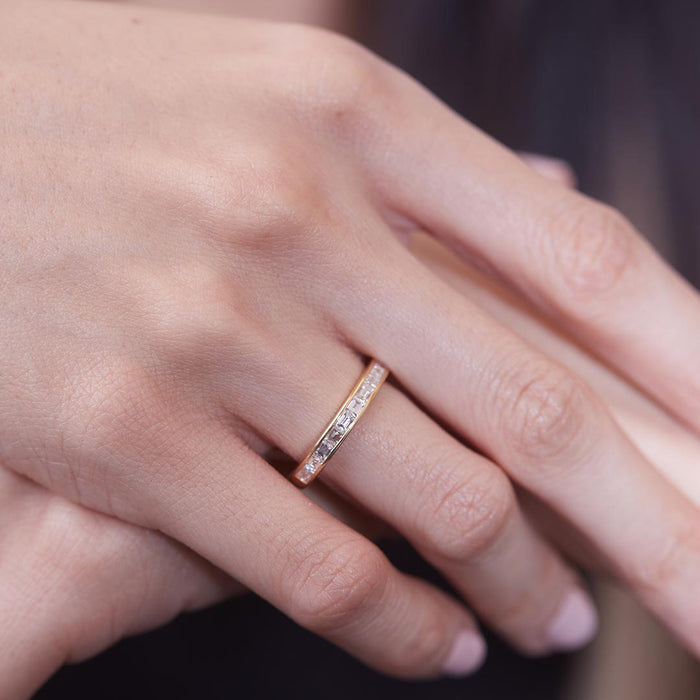 Vandam Half Diamond Eternity Wedding Band