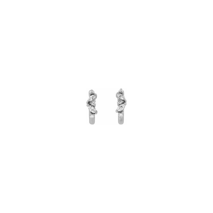 Mixed Diamond Petite Hoop Earrings